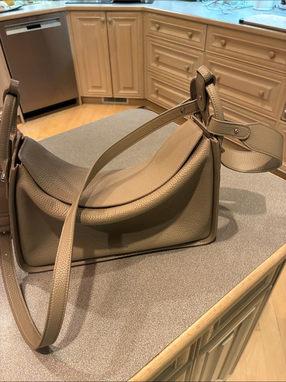Pebbled Taupe Shoulder Hobo Bag - Picture 12 of 12